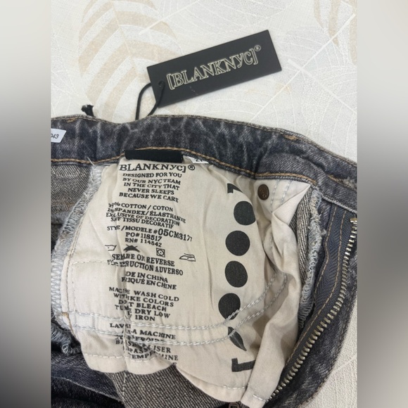 Blank NYC Gray Straight Leg Jeans with White Stripe - Picture 3 of 7